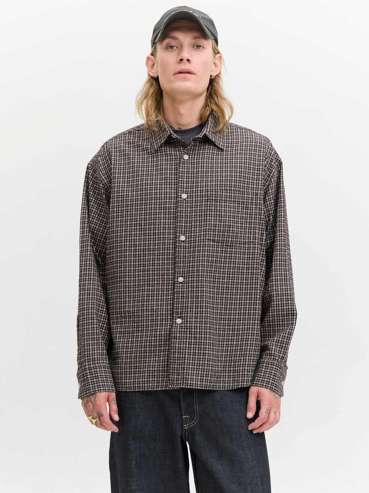 JACK & JONES Риза JORMEADOWS OVERSIZED CHECK SHIRT LS