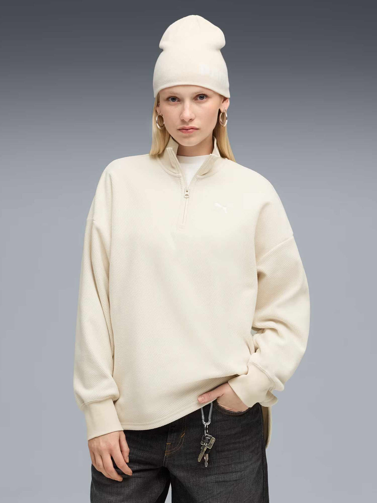 PUMA Блуза HER Oversized Half-Zip Winterized Crew