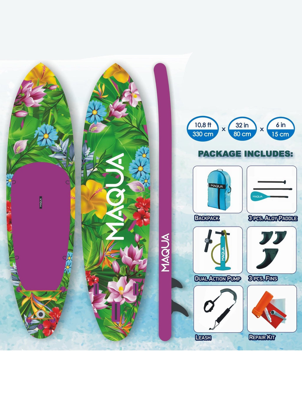 MAQUA К-т надуваем SUP FLOWERS 330/80/15